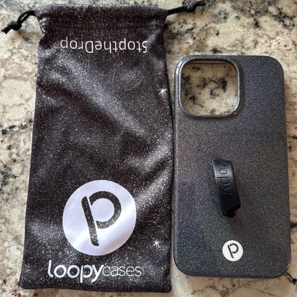 Black sparkle iPhone 13 Pro loopy case